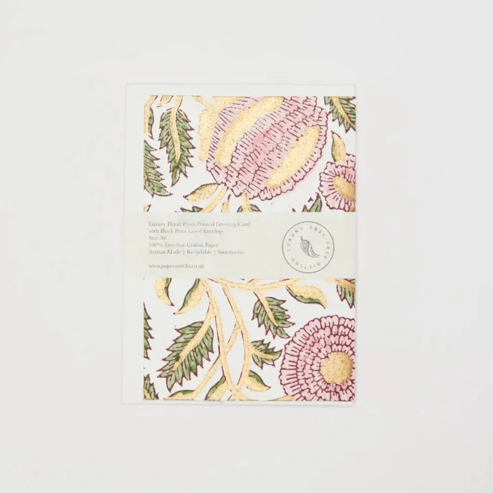 Marigold Hand Block Print Greeting Card