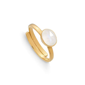 Atomic Mini Rainbow Moonstone Gold Ring - 40% off limited time