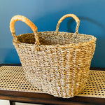 Load image into Gallery viewer, Leather Handle Seagrass Basket

