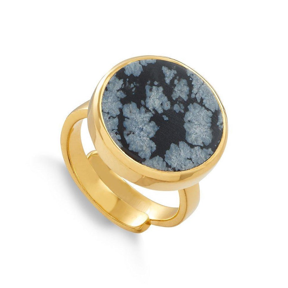 Bella Luna Snowflake Obsidian Gold Ring - 40% off limited time