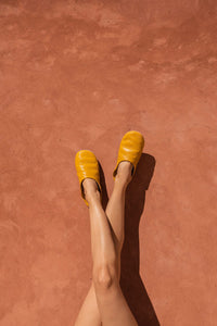Moroccan Babouche Slippers - Mustard Orange