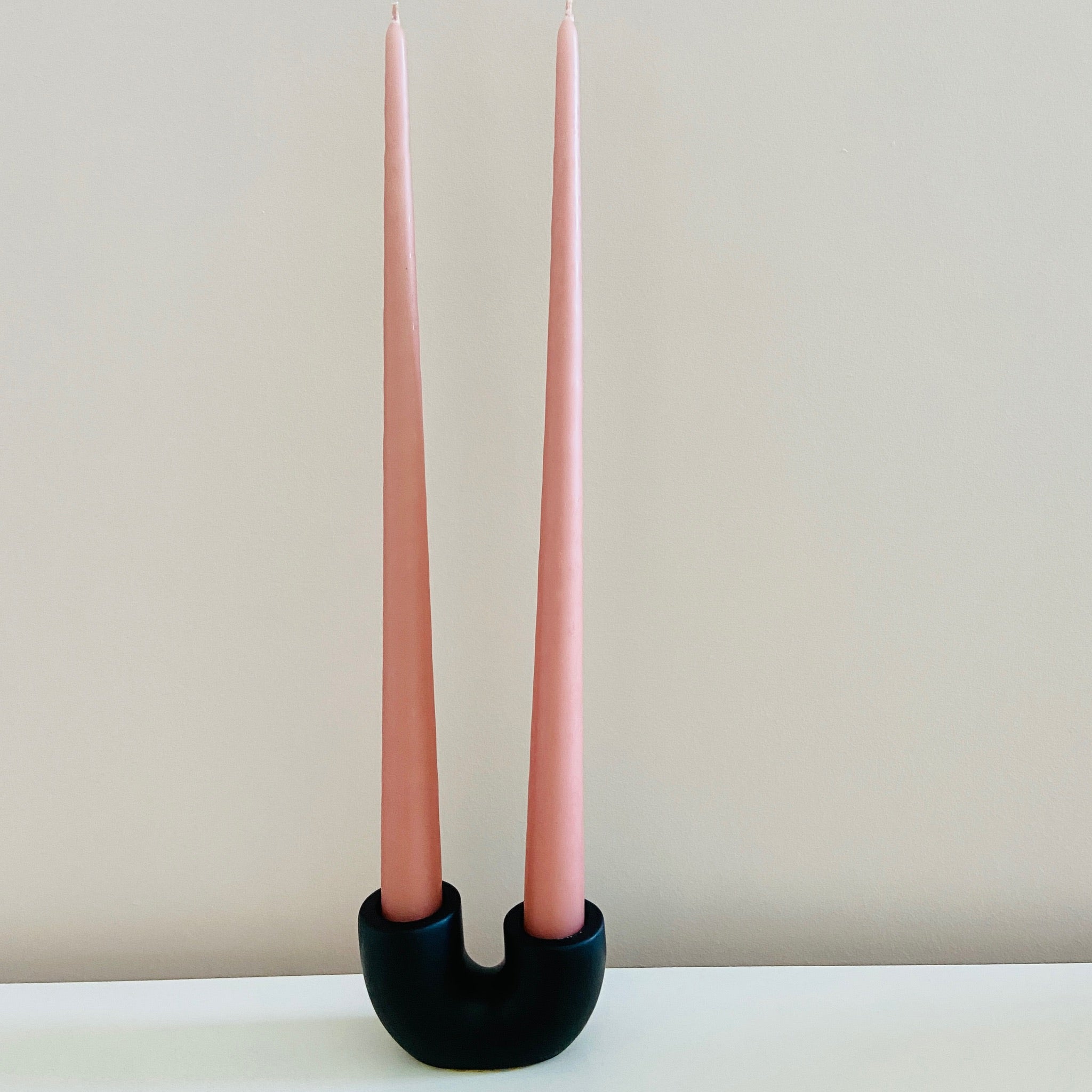 Musky Pink Tapered Candle - pair