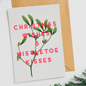 Christmas Wishes & Mistletoe Kisses Card - single / pack of 6