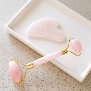 Rose Quartz Gua Sha & Roller Set