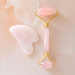 Load image into Gallery viewer, Rose Quartz Gua Sha &amp; Roller Set
