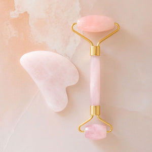 Rose Quartz Gua Sha & Roller Set