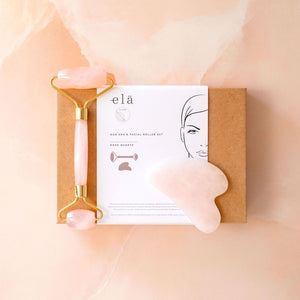 Rose Quartz Gua Sha & Roller Set