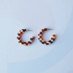 Load image into Gallery viewer, Honey Checker Hoop Earrings
