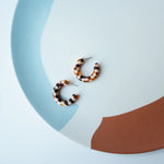 Load image into Gallery viewer, Honey Checker Hoop Earrings
