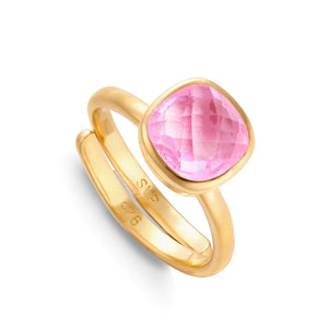 Highway Star Large Pink Quartz Gold Ring