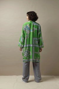 Handkerchief Green Mid-Length Kimono