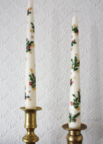Load image into Gallery viewer, White Poinsettia Garland Hand Painted Candle
