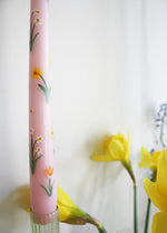 Load image into Gallery viewer, Pink Daffodils &amp; Tulips Hand Painted Candle - pair
