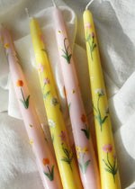 Load image into Gallery viewer, Pink Daffodils &amp; Tulips Hand Painted Candle - pair
