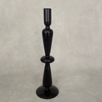 Load image into Gallery viewer, Tall Black Glass Candle Holder
