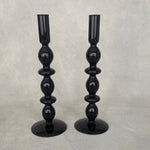 Load image into Gallery viewer, Black Glass Candle Holder - extra tall
