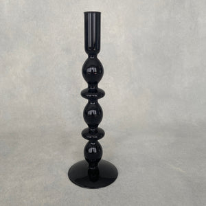 Black Glass Candle Holder - extra tall