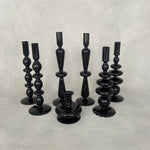 Load image into Gallery viewer, Black Glass Candle Holder - extra tall
