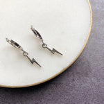 Load image into Gallery viewer, Mini Hoop Lightning Bolt Earrings - Silver
