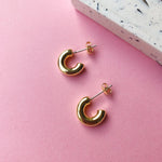 Load image into Gallery viewer, Round Chubby Hoop Earrings - Gold
