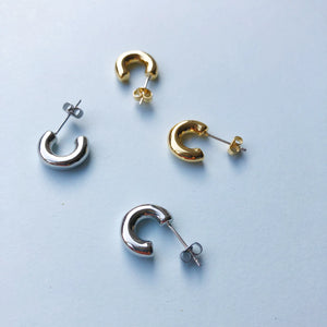Round Chubby Hoops - Silver