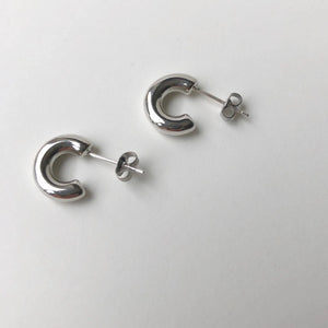 Round Chubby Hoops - Silver