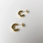 Load image into Gallery viewer, Round Chubby Hoop Earrings - Gold
