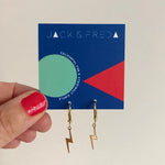 Load image into Gallery viewer, Mini Hoop Lightning Bolt Earrings - Gold
