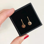 Load image into Gallery viewer, Mini Hoop Hammered Disc Earrings- Gold
