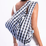 Load image into Gallery viewer, Gingham Black &amp; White Reusable bag - medium
