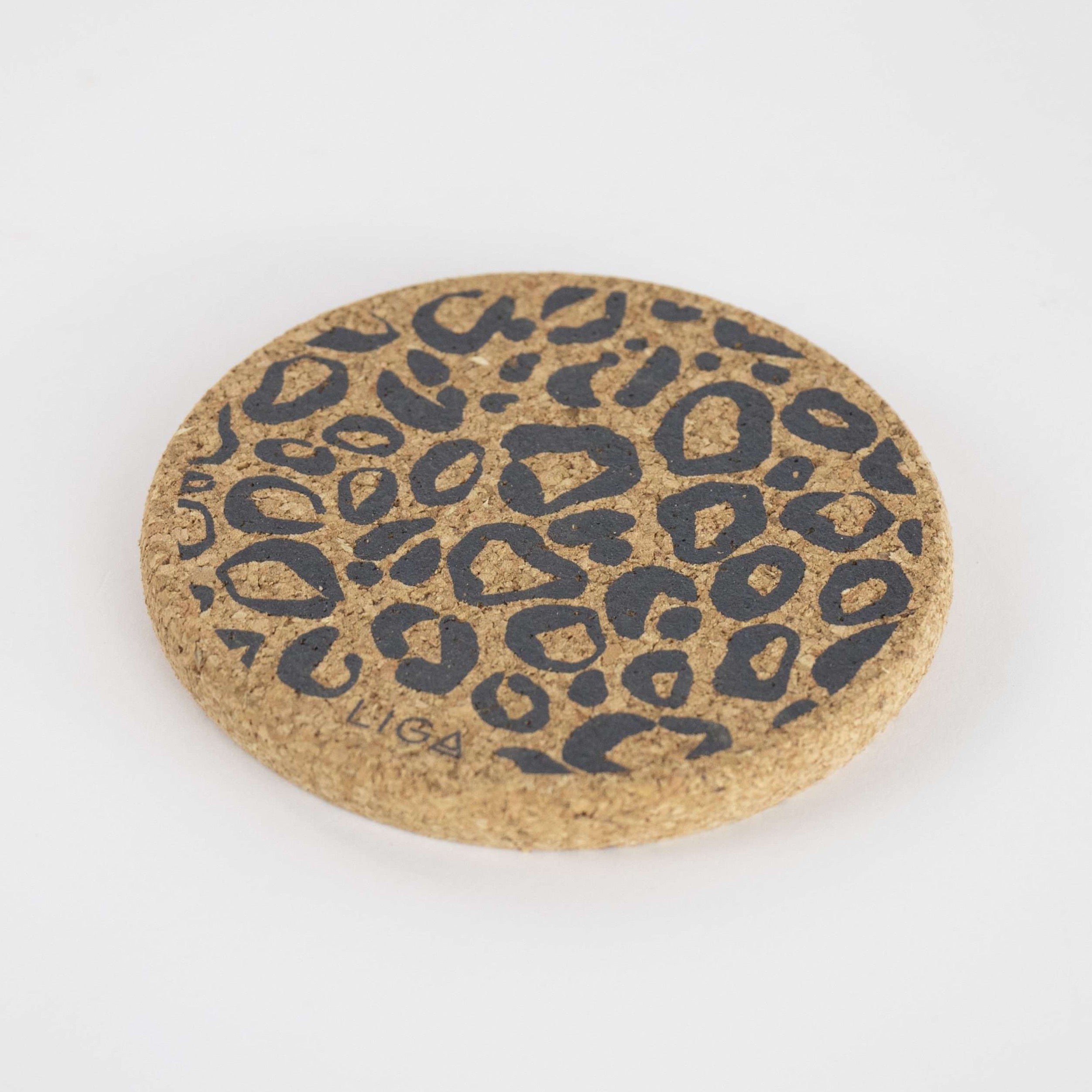 Organic Cork Coaster - Leopard Print - single / set of 4