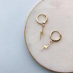 Load image into Gallery viewer, Mini Hoop Lightning Bolt Earrings - Gold
