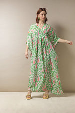 Load image into Gallery viewer, Margaux Kaftan Ikat Green
