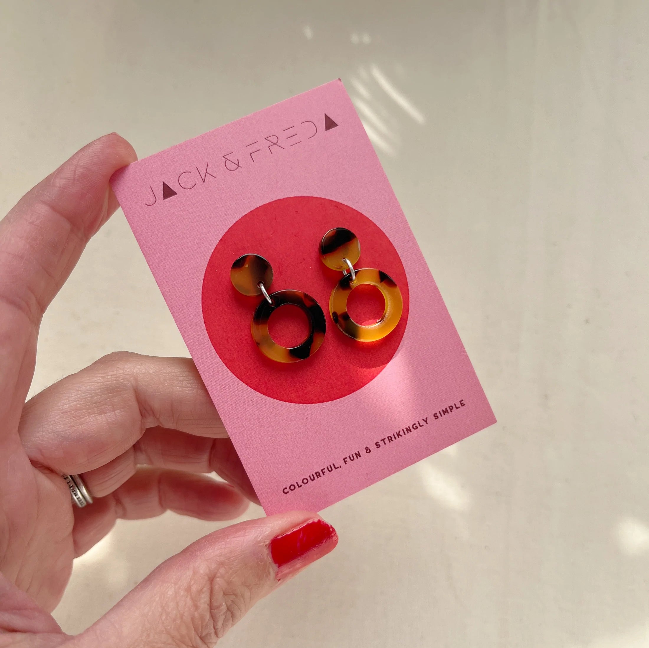 Mini Tortoise Shell Circle Earrings