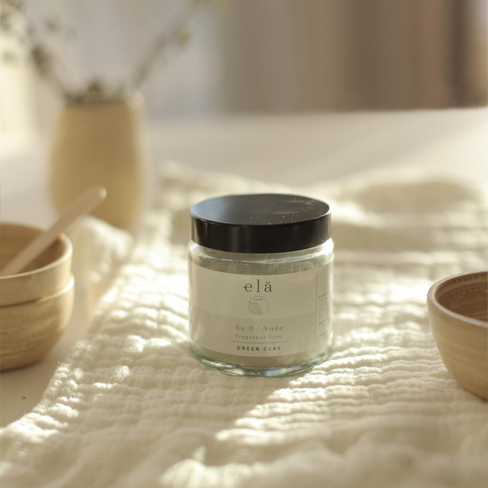 elä life Nude Green French Clay Mask & Bamboo Bowl Set - 120ml