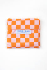 Load image into Gallery viewer, Pink / Orange Checkerboard Reusable Bag - medium
