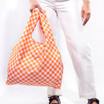 Load image into Gallery viewer, Pink / Orange Checkerboard Reusable Bag - medium
