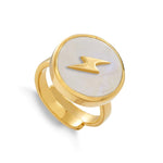 Load image into Gallery viewer, Stellar Lightning Rainbow Moonstone Gold Ring - 40% off limited time
