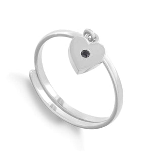 Supersonic Heart Charm Ring - Silver