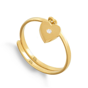 Supersonic Heart Charm Ring - Gold