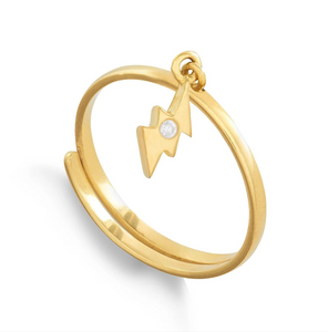 Supersonic Lightening Charm Ring - Gold