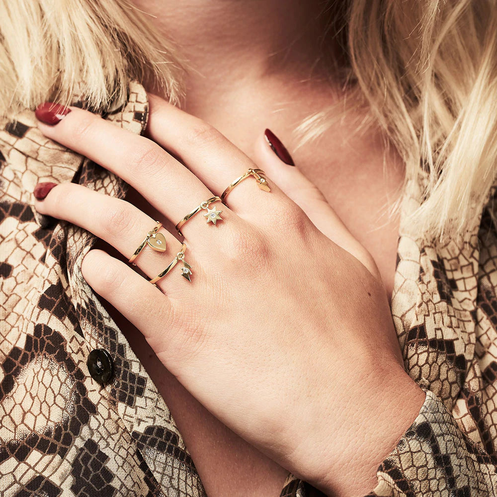 Supersonic Lightning Charm Ring - Silver