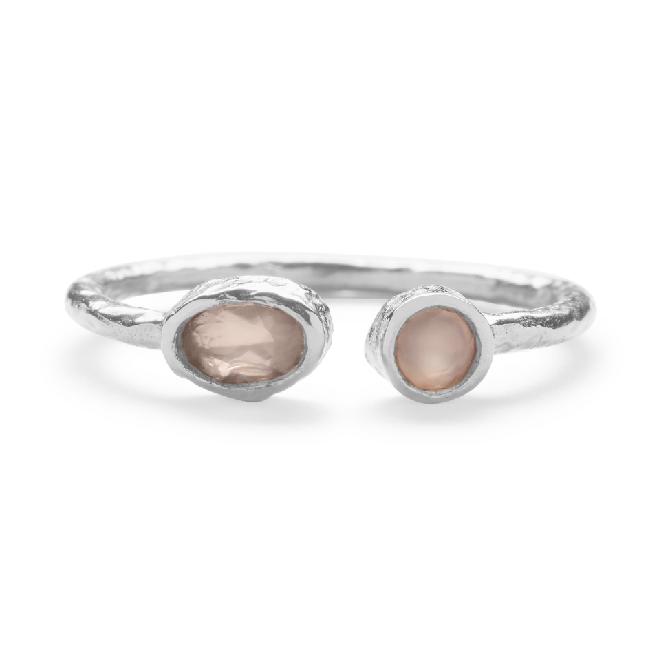 Pooja ring with pink Chalcedony stone - Silver