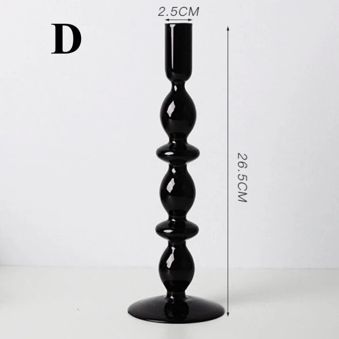 Black Glass Candle Holder - extra tall