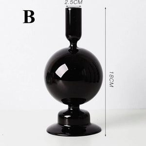 Black Circle Glass Candle Holder
